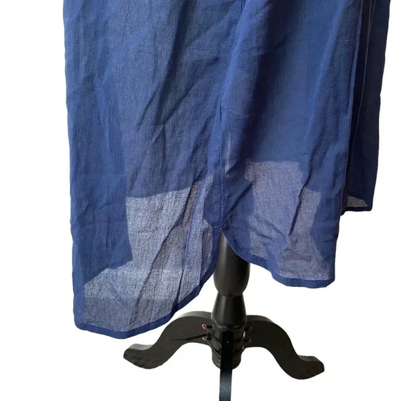 Lands’ End Navy Cotton Tunic Coverup 1X 2X Embroidered Button Front Beach - Picture 8 of 15